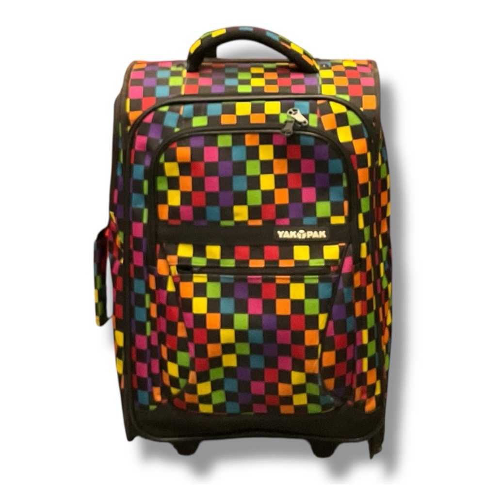 🧳 Yak Pak Multicolor Checkerboard Rolling Carry-On‎ Suitcase